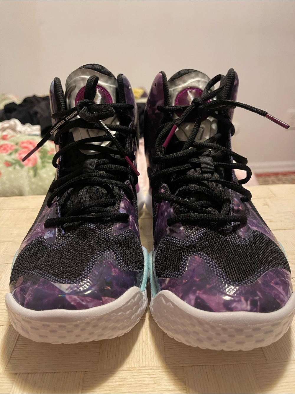 Under Armour Women's Purple Galaxy High-Top Sneakers with Black Laces